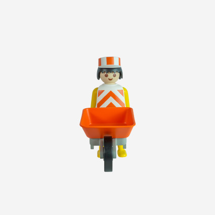 VINTAGE THE WORKER WITH HIS WHEELBARROW - SMALL